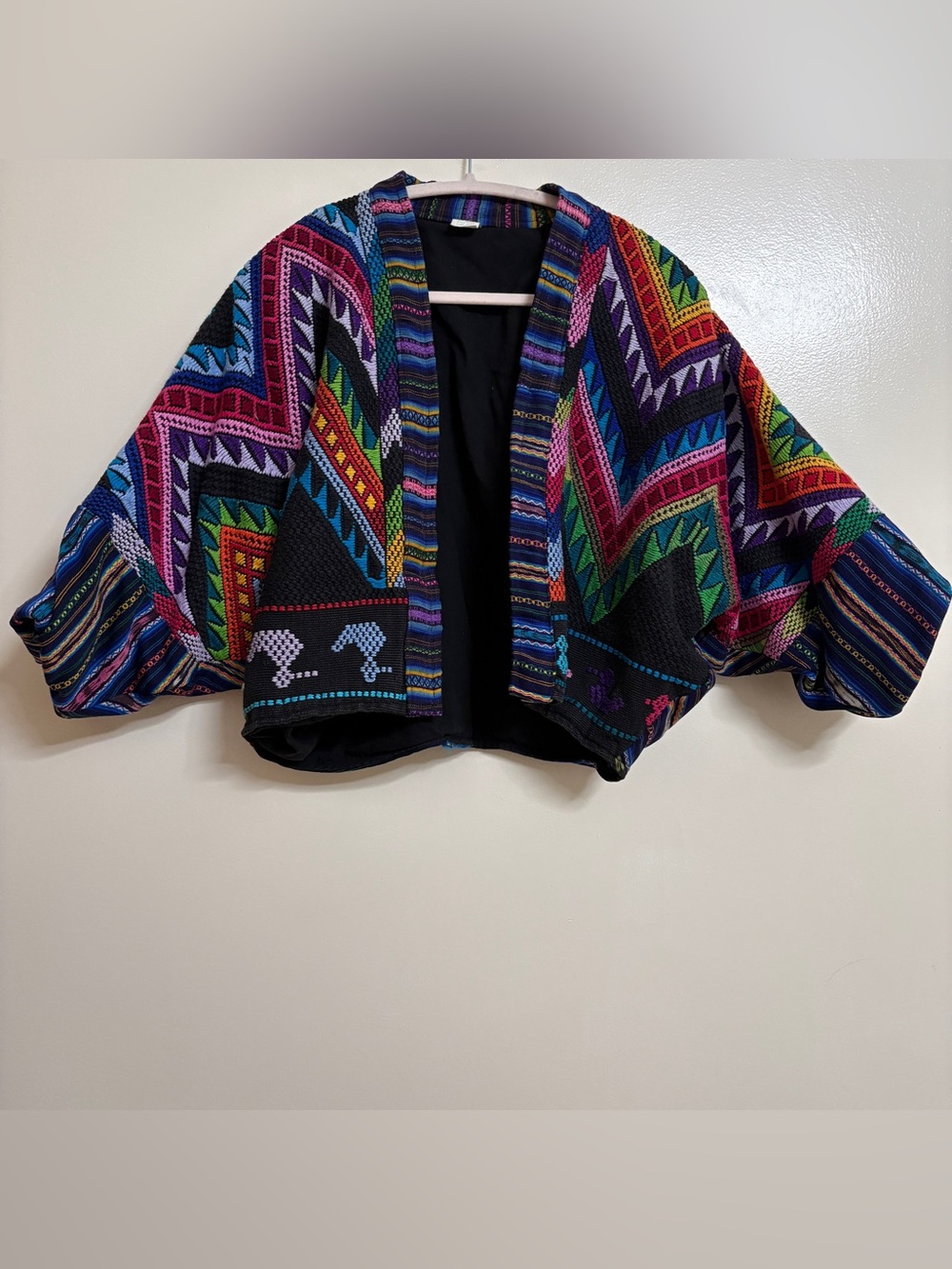 Colorful vintage Authentic Guatemalan Cropped Cardigan Bomber Jacket handmade